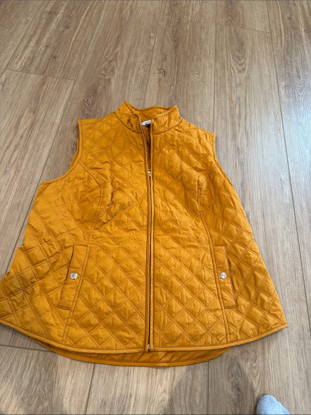 croft & barrow Quilted Mustard Sleeveless Puffer Vest
